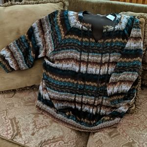 Send Offers! Women's CJ Banks 1x multicolor 3/4 sleeve blouse